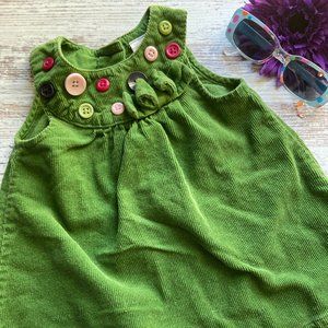 ⭐️10/$10 Gymboree Green Corduroy Dress with Button and Bow Details 3-6 Mos.